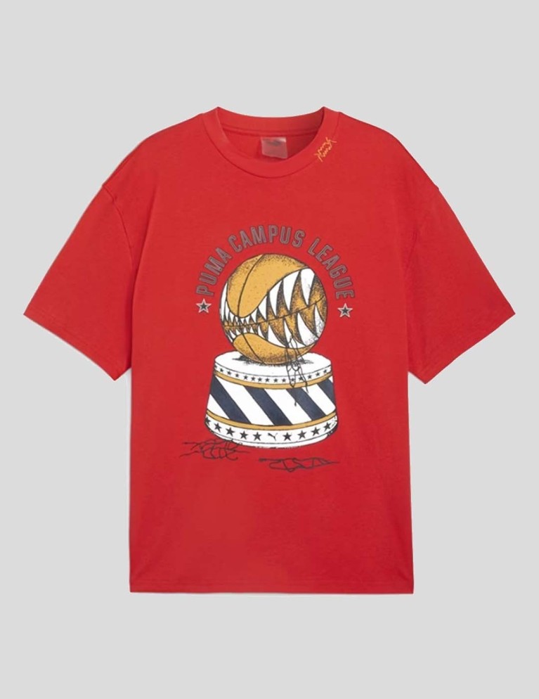 T-shirt PUMA showtime tee per tutto il tempo rosso